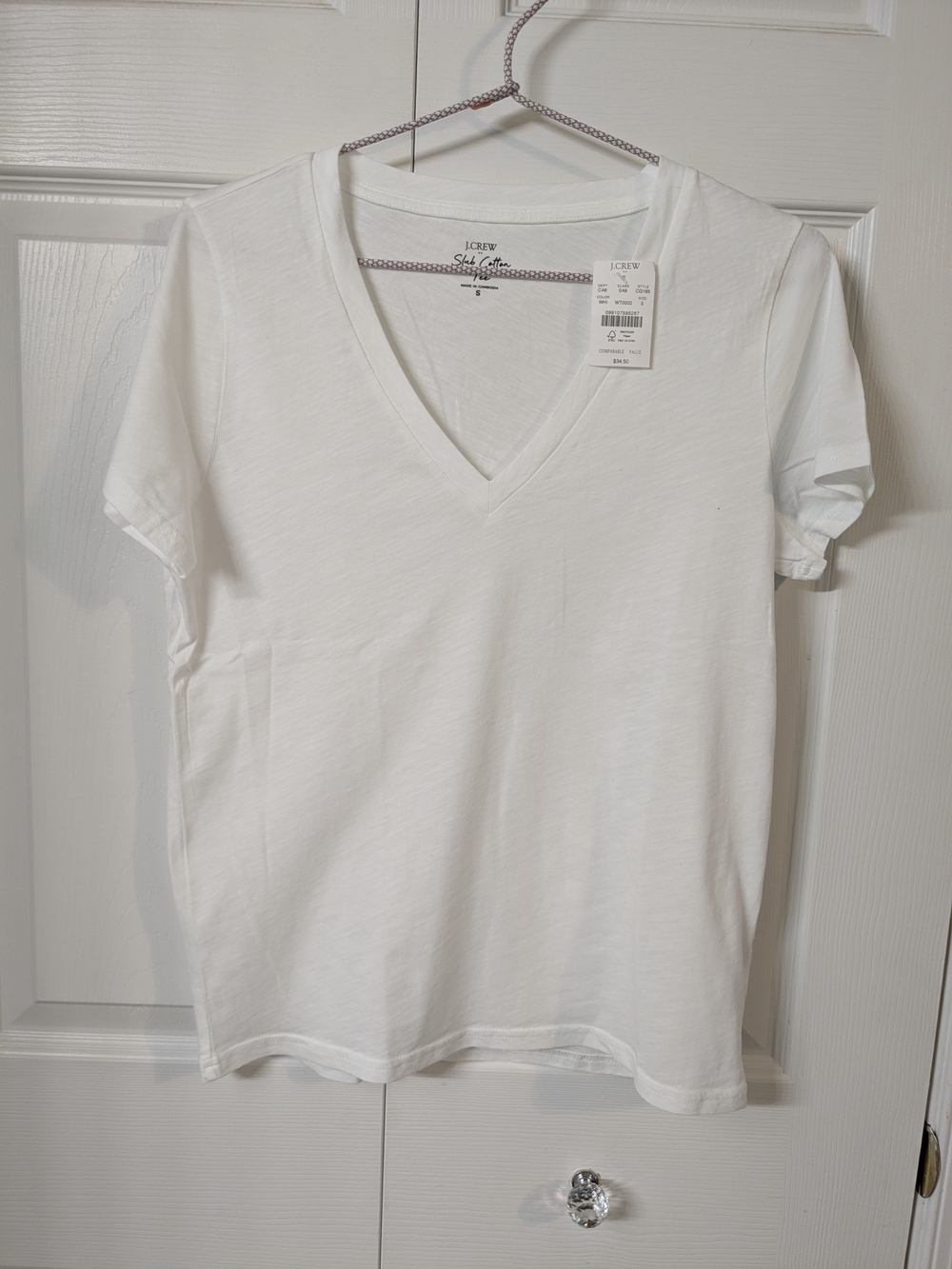 J. Crew Factory White Slub V-Neck Short Sleeve Tee Small